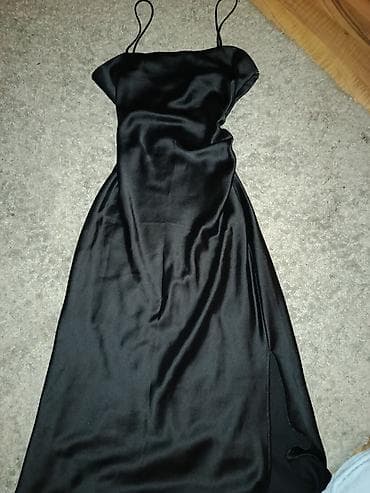 zara maturske haljine: Zara Crna slip haljina na bretele - Model: slip/ satenski izgled — 3
