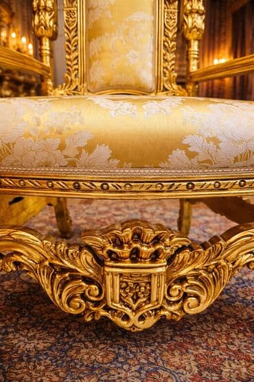 ormaric za kupatilo forma ideale: Barokni tron u pozlati 👑 Impozantan, ručno rezbaren tron sa luksuznim — 4