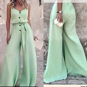Lične stvari: Ženski letnji kombinezon – mint zelena boja - Kroj: široke nogavice — 3
