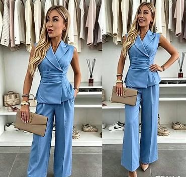 napapiri prsluk: ✅Elegantni damski komplet – prsluk i pantalone sa širokom nogavicom ✅S — 1