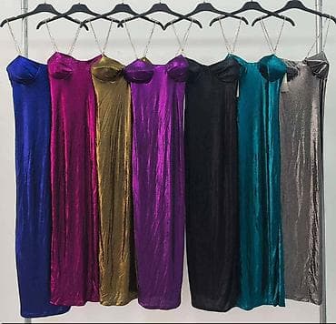 hugo haljine: Duga svečana haljina sa sjajnim metalik efektom i bretelama ukrašenim — 4