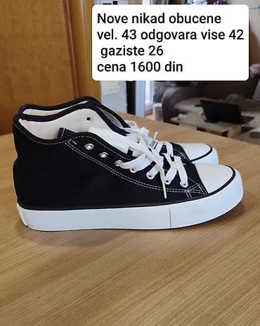 borbene patike: Crne platnene patike – visoki model - Klasičan dizajn sa belim — 1