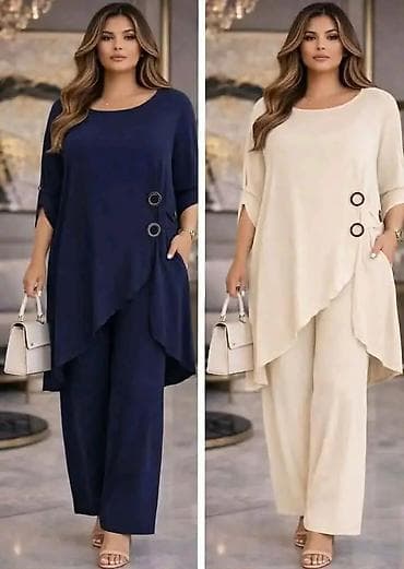 leprsave suknje: Elegantna dvodelna ženska komplet-za punije dame/odelo sa asimetričnom — 2