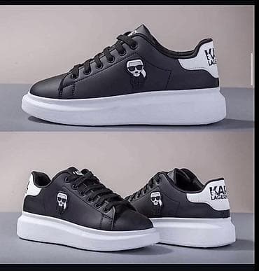 Crne lifestyle patike sa belim đonom i detaljima inspirisanim Karl