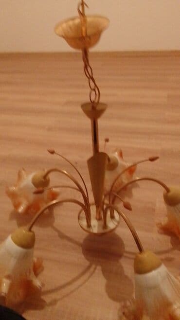 Textile: Chandelier, color - Beige, Used — 2