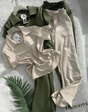 pidzame za trudnice: Dvodijelni ženski komplet – polo majica + ravne trenerka pantalone - — 3