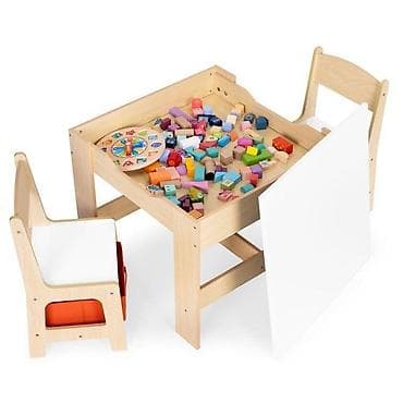 kupujem prodajem stolice: Dečiji set sto i 2 stolice sa tablom za pisanje Wood ECOTOYS Šifra — 7
