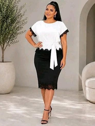 svecana bluza: Komplet elegantni dvodelni kombina za punije dame: bluza i olovka — 3