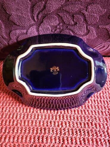 Antikviteti: Pepeljara nova porcelan,kobalt,pozlata 70te. Pepeljara je bez — 6