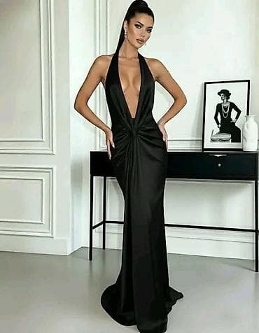 svečane haljine za žene srednjih godina: Elegantna duga svečana haljina sa dubokim V dekolteom i vezivanjem za — 2
