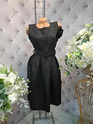 ugg bez: Elegantna damska haljina do kolena od reljefnog žakarda sa cvetnim — 3