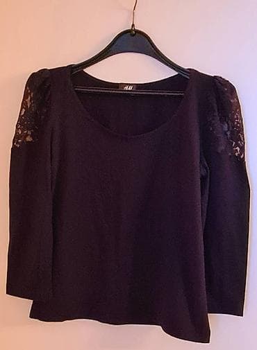 Pamučna majica sa čipkom na rukavima, H&M veličina M