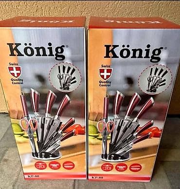podloga za peć: König KP-80 – komplet kuhinjskih noževa sa stalkom - Brend: König - — 1
