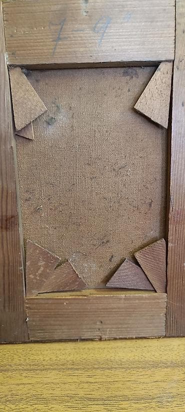 polovne slike za zid: Ulje na platnu – intimni enterijer sa prozorom i stolom - Tehnika — 4