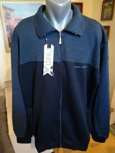 minđuše sa biserima: Sweatshirt, 5XL (EU 62), color - Blue, With a hood — 1