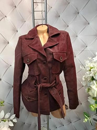 Underwear: Ženska jakna/kaput od brušene eko-kože, sa pojasom - Model: kratki — 2