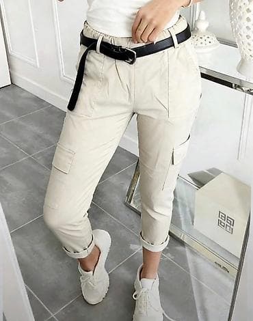 Ženske cargo pantalone sa elastičnim pojasom i remenom - Krojevi: uži