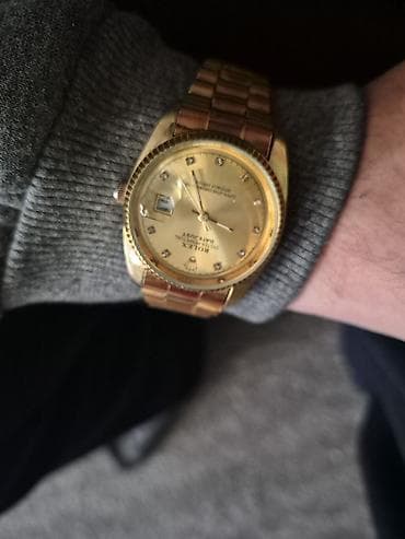 pandora narukvice privesci: Sat sa natpisima Rolex/Day-Date stila - Zlatna boja, metalno kućište i — 2