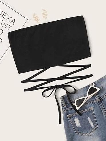 Majica crop top sa trakama oko struka sa elastinom