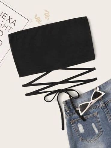 tn black and white: Majica crop top sa trakama oko struka sa elastinom — 1