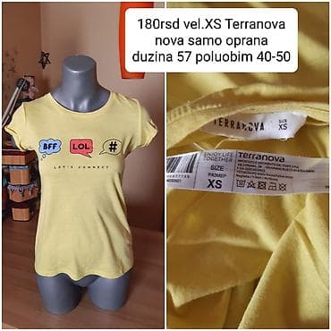 pantalone sa grejacima: Terranova majica kratkih rukava, veličina XS. Boja: žuta (lemon) — 1