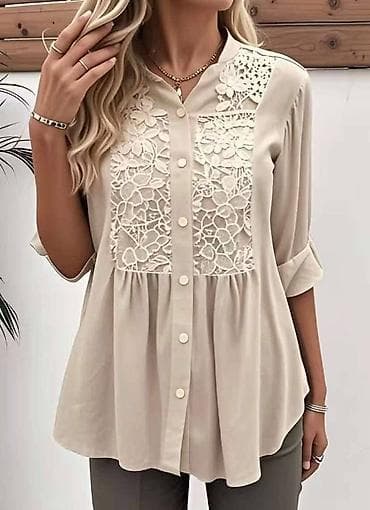 plasticne sandale za plazu: Ženska bluza sa čipkanim prednjim panelom - Model: 2688 - Kroj — 3