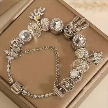srebrne mindjuse sa swarovski kristalima: Charm bracelet — 6