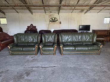 dekor platno za namestaj: Komplet kožne garniture za dnevnu sobu – 1 - Sastav: trosed, dvosed i — 7