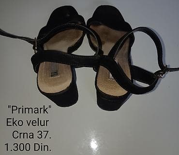 kargo pantalone h: Crne ženske sandale "Primark" na blok štiklu, od velura. - Veličina — 2