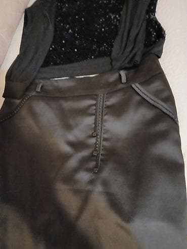 Džemperi, kardigani: Suknja od pravog satena do kolena br 42 i bluzica po zelji — 3