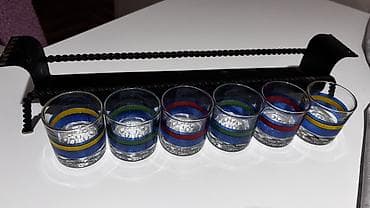 kolica za transport: Stona garnitura za rakiju/liker – set od 6 čokanjčića sa stalkom,mnogo — 4