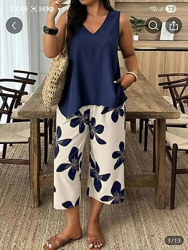 helanke 8: Ženski komplet – bez rukava bluza i kapri pantalone - Dizajn — 4