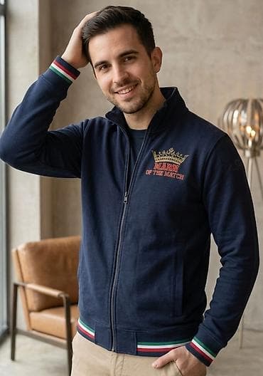 dres mančester junajteda: Muški duks/jakna sa rajsfešlusom – tamnoplava - Materijal: meki — 1