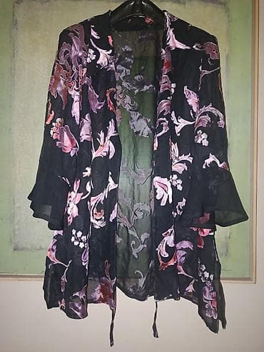 crno odelo i crna kosulja: Lagan ženski kimono/košulja od prozračnog šifona. - Materijal: tanak — 2