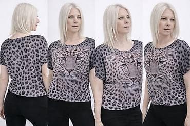 pull and bear suskavac: Ženska majica sa leopard motivom - Kratki rukavi, širok, opušten kroj — 3