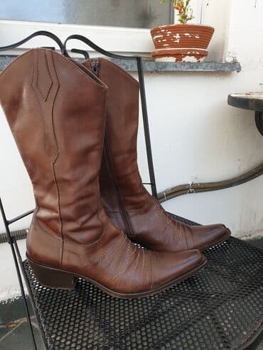 bež čizme od brušene kože: High boots, 40 — 4
