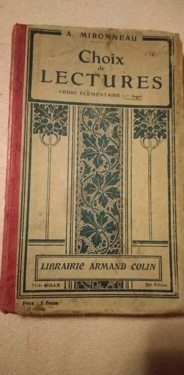 bonton za decu: Antikvarna knjiga:Choix de Lectures 1919. god. 232 str. 18 cm. franc — 1