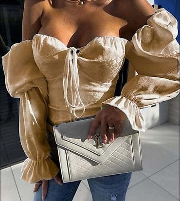 Ženska romantična bluza sa puf rukavima i otvorenim ramenima - Kroj