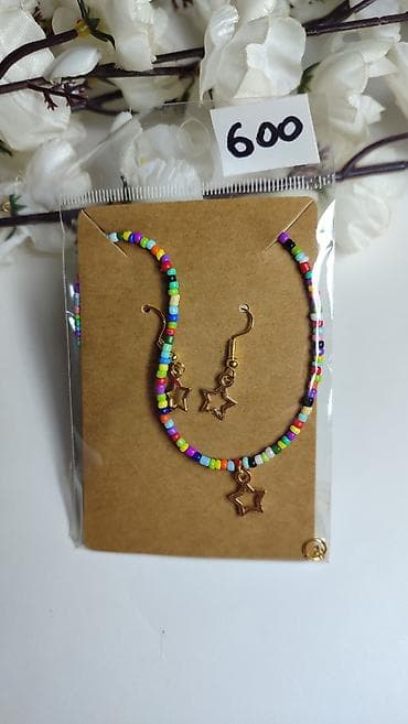 foresto ogrlica cena: Set nakita – ogrlica i minđuše od šarenih perlica sa zvezdicama - — 3
