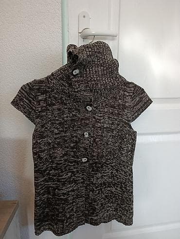 svecane majice: Pletena ženska majica/vestica sa kratkim rukavima i kragnom na — 2