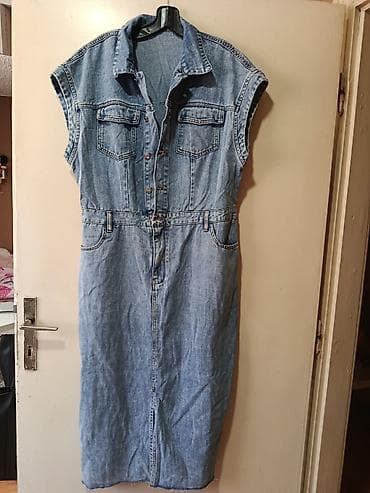 Džins haljina bez rukava, svetloplava - Klasičan kroj od teksasa sa