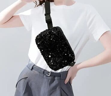 letnje torbe: Šljokičasta crossbody torbica – crna - Dimenzije: 20 x 15 cm — 1