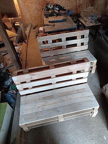 stari namestaj: Drvene klupe od paleta sa naslonom - Ručno izrađene klupe od drvenih — 2