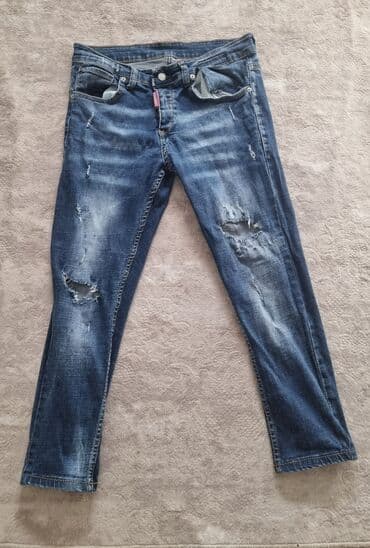 Muške skinny farmerke u tamno-plavom denimu sa izbleđenim efektom i