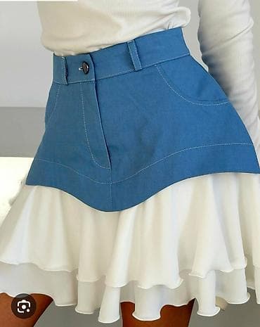 Women's Clothing: Asimetrična mini suknja sa slojevima – S veličina - Model: dvoslojna — 1