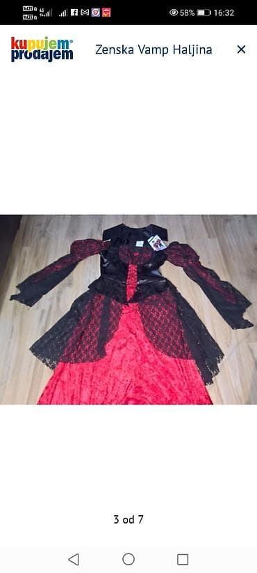 torbe novi sad: Ženska “Vamp” haljina – kostim - Duga haljina u crveno‑crnoj — 3