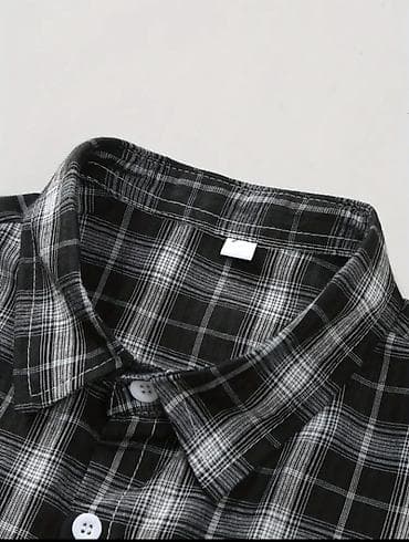 muska odela novi pazar cene: Muška košulja s kratkim rukavima 5 XL – crno‑beli karirani dezen - — 1