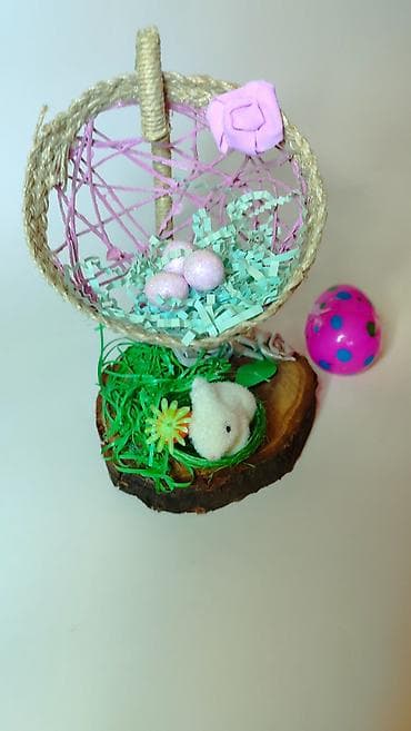 Ogledala: Uskršnja dekoracija – ručno rađeni aranžman na drvenoj podlozi - — 6
