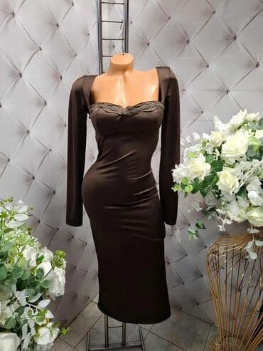 haljine u grckom stilu: 🔥Elegantna midi haljina u čokoladno braon boji. ❤️haljina 3500 din❤️ — 1