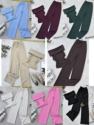 Kompleti: Ženski komplet – top na preklop bez naramenica + pantalone ravnog — 6